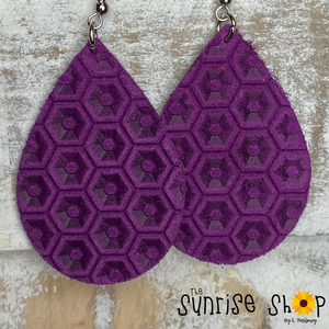 Purple Honeycomb Teardrop - Leather