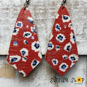 Red and Blue Floral - Pointed Teardrop