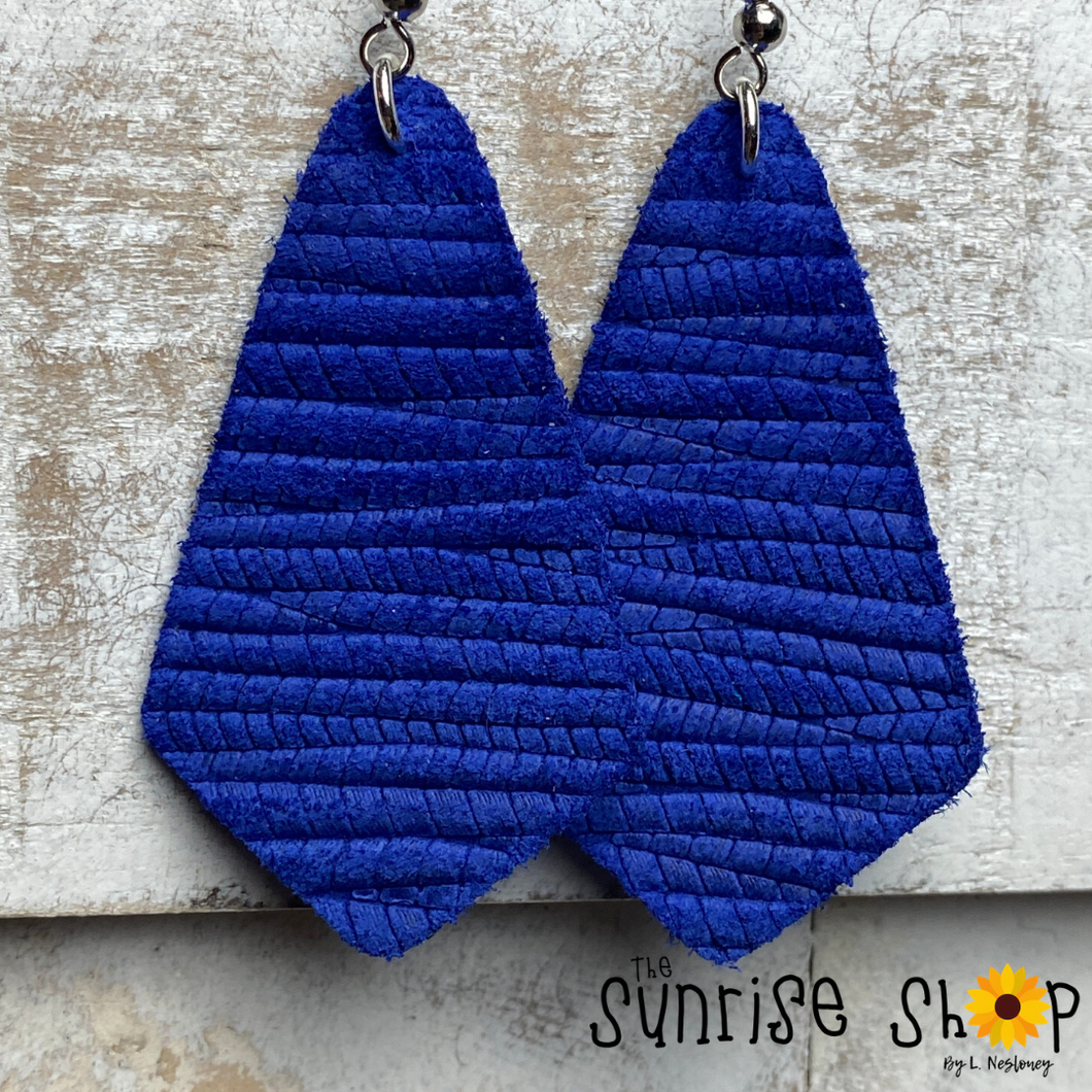 Royal Blue Pointed Teardrop - Leather